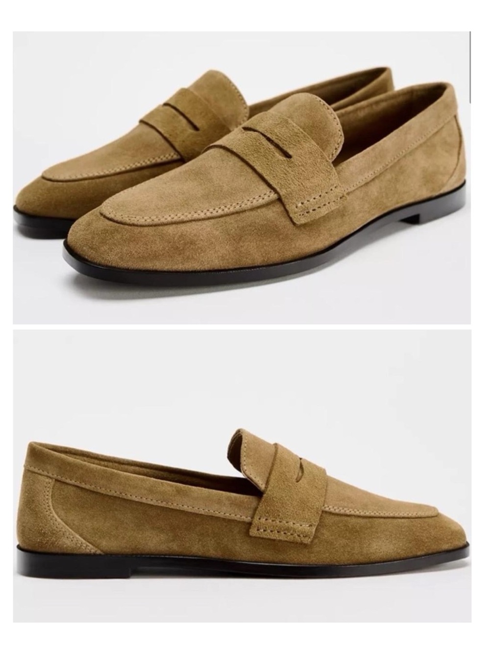 $109 Zara Brown Suede Penny Round Toe Women's Loafers Flats Size 7/37